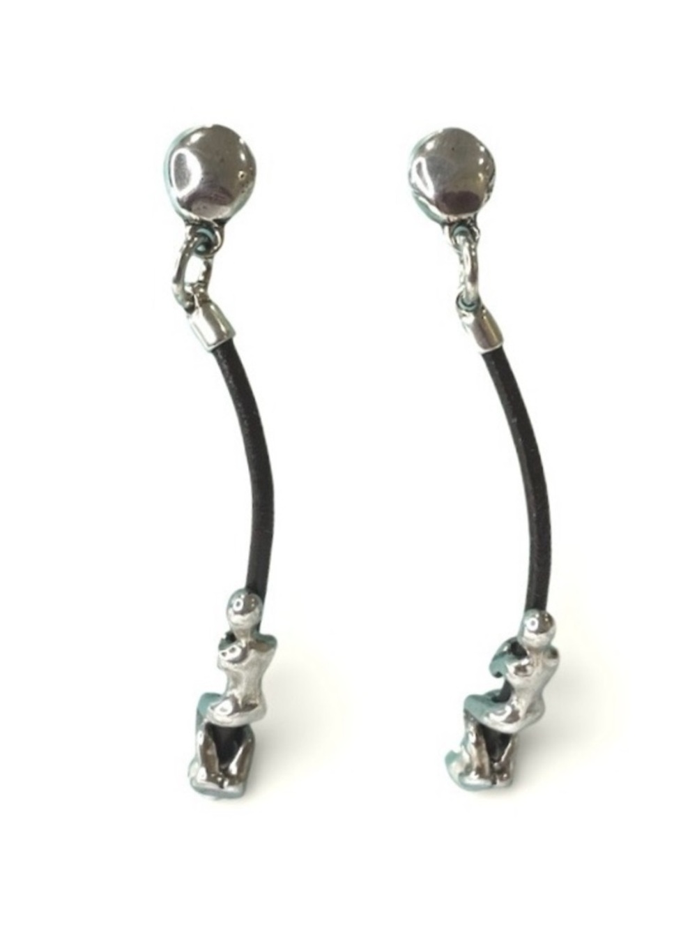 Uno de 50 Drop Earrings silver man on Brown Cord